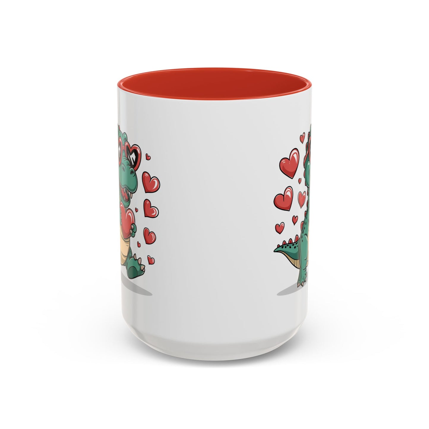 Cute Dino with Heart Shaped glasses cute gift for anyone Accent Mug 11oz & 15ox