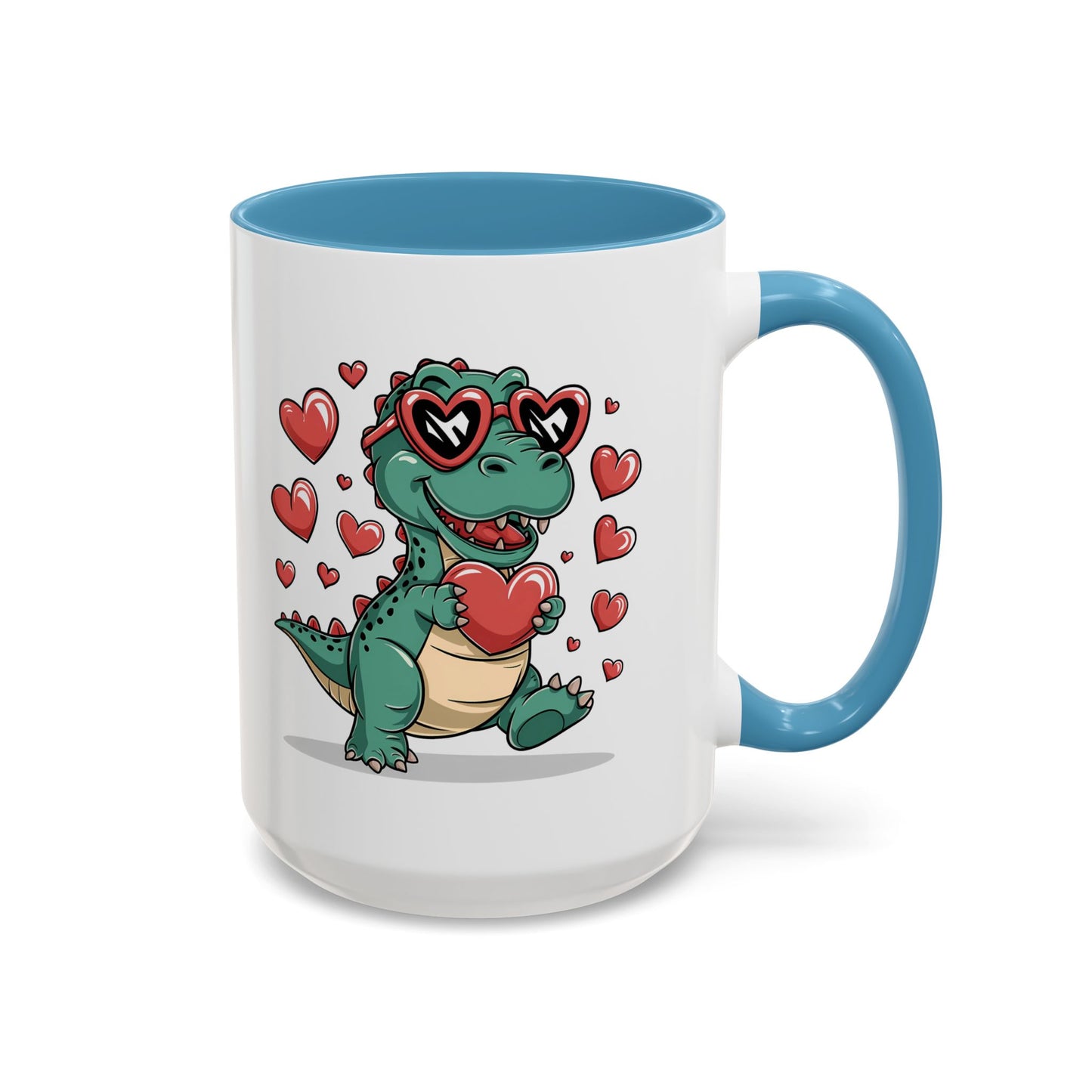 Cute Dino with Heart Shaped glasses cute gift for anyone Accent Mug 11oz & 15ox