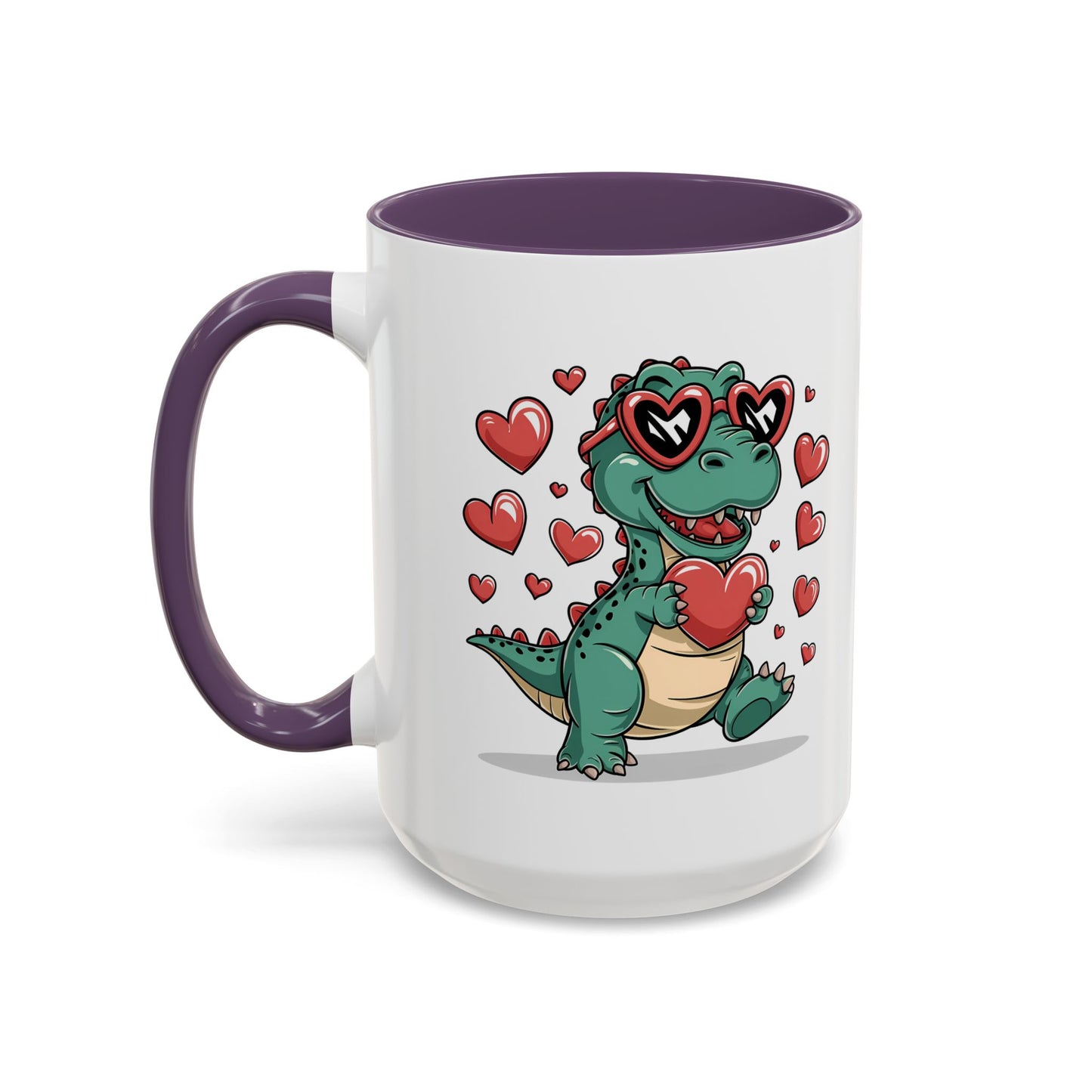 Cute Dino with Heart Shaped glasses cute gift for anyone Accent Mug 11oz & 15ox