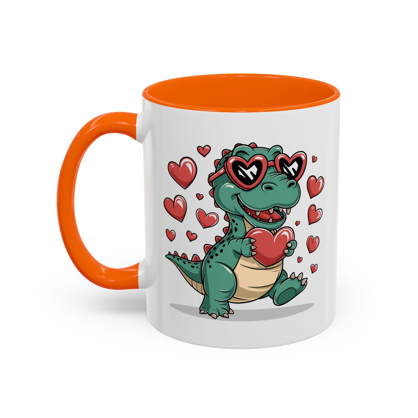 Cute Dino with Heart Shaped glasses cute gift for anyone Accent Mug 11oz & 15ox