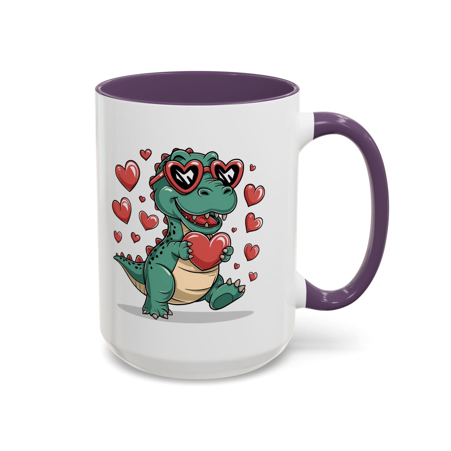 Cute Dino with Heart Shaped glasses cute gift for anyone Accent Mug 11oz & 15ox