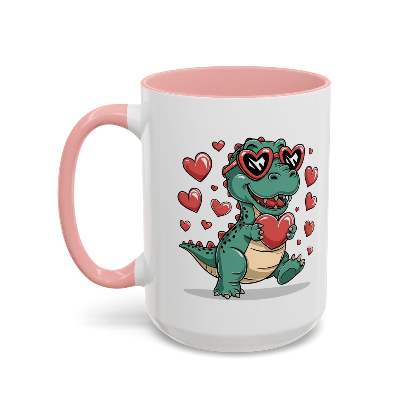 Cute Dino with Heart Shaped glasses cute gift for anyone Accent Mug 11oz & 15ox