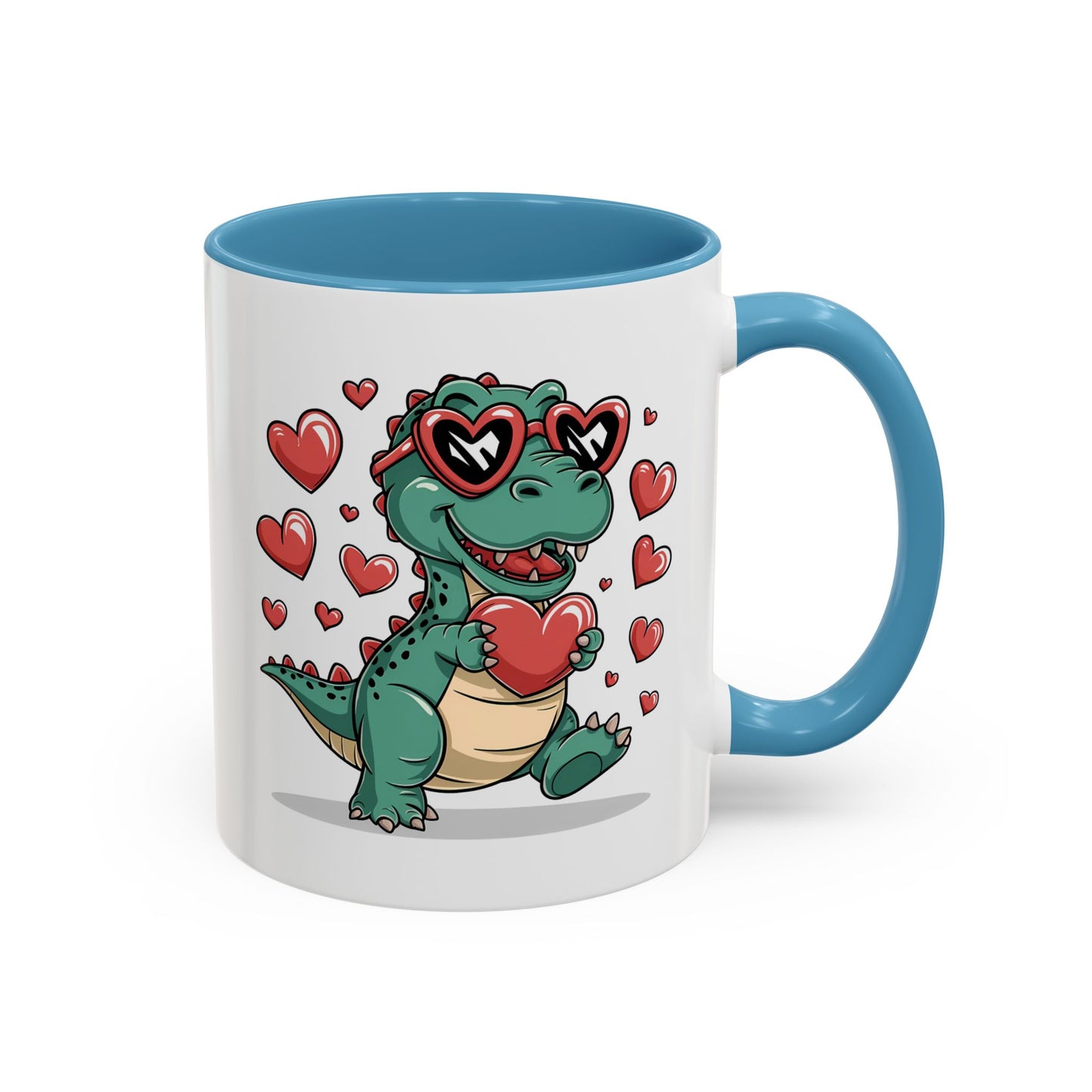 Cute Dino with Heart Shaped glasses cute gift for anyone Accent Mug 11oz & 15ox