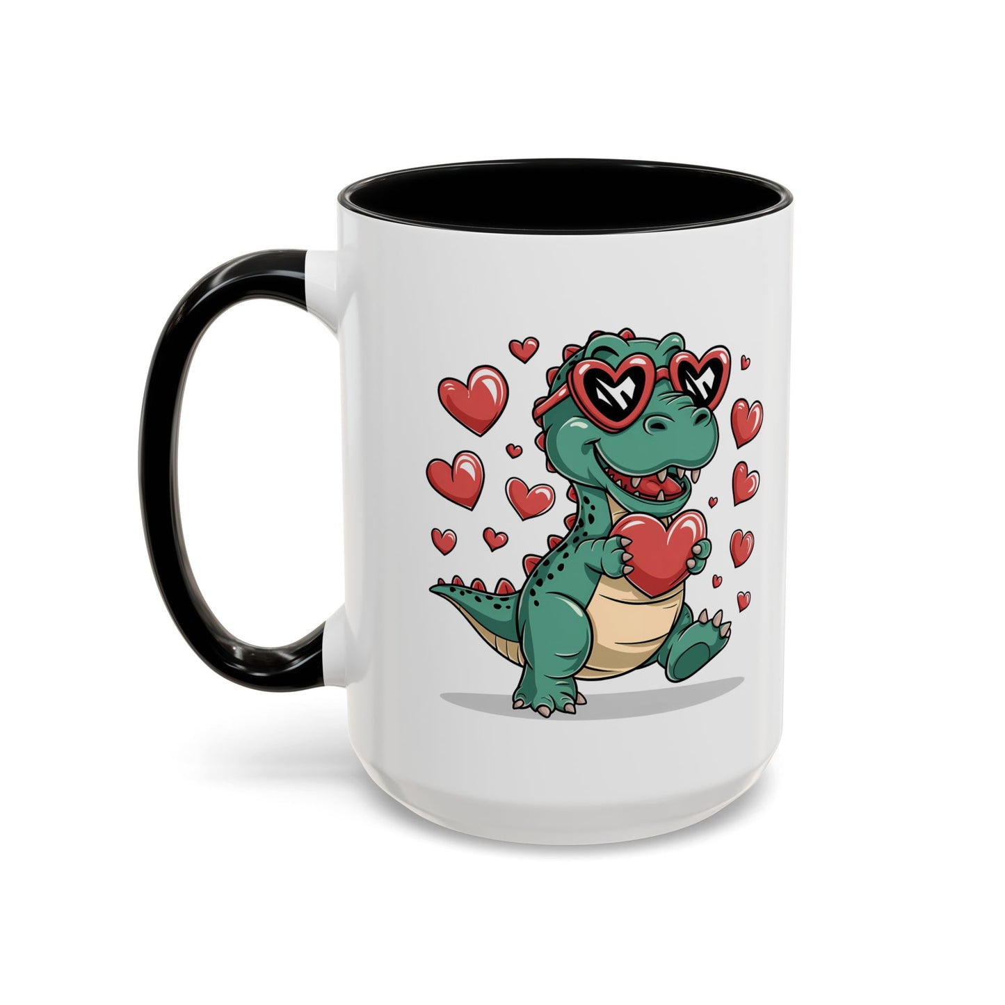 Cute Dino with Heart Shaped glasses cute gift for anyone Accent Mug 11oz & 15ox