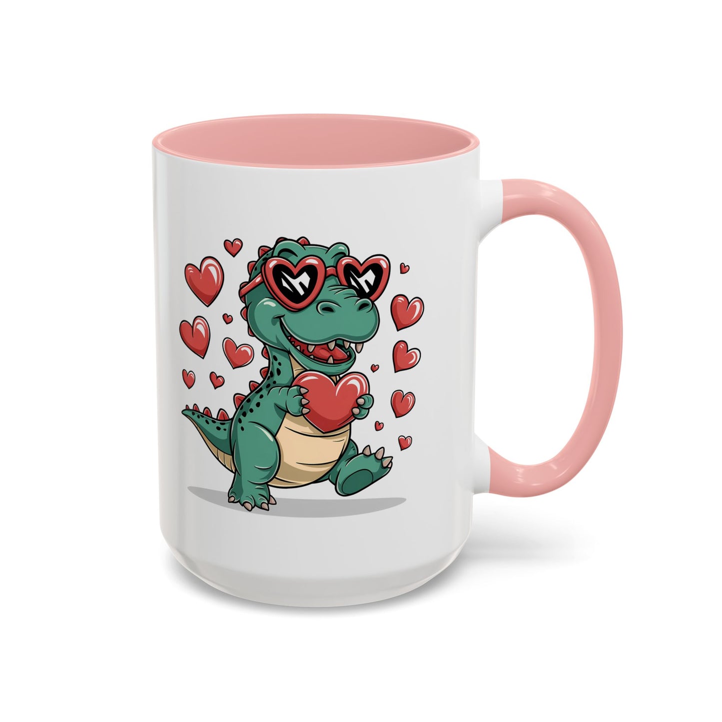 Cute Dino with Heart Shaped glasses cute gift for anyone Accent Mug 11oz & 15ox