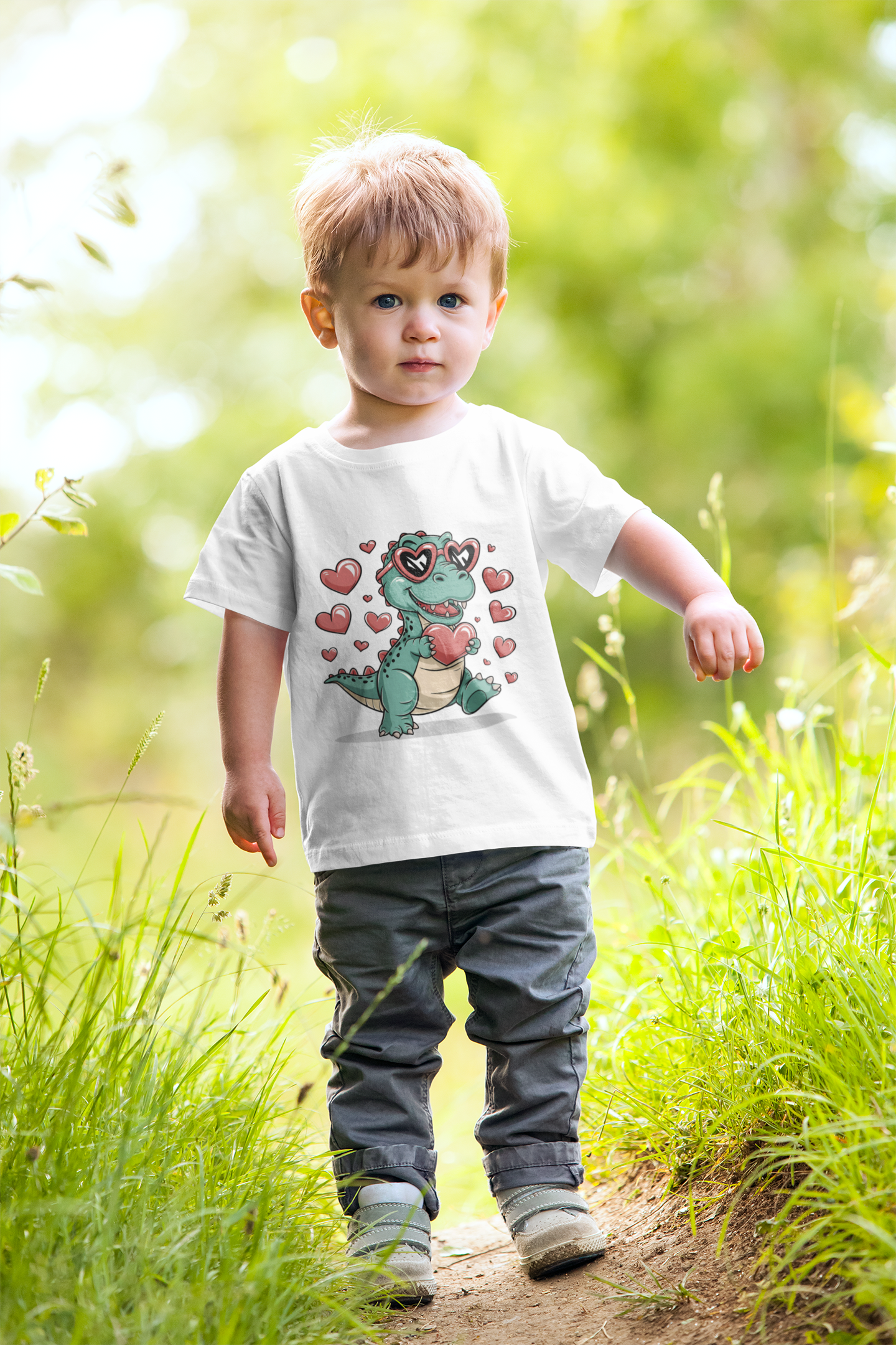 Valentines Love Dino Toddler T-shirt Valentines Day T-shirt toddler cute T-shirt