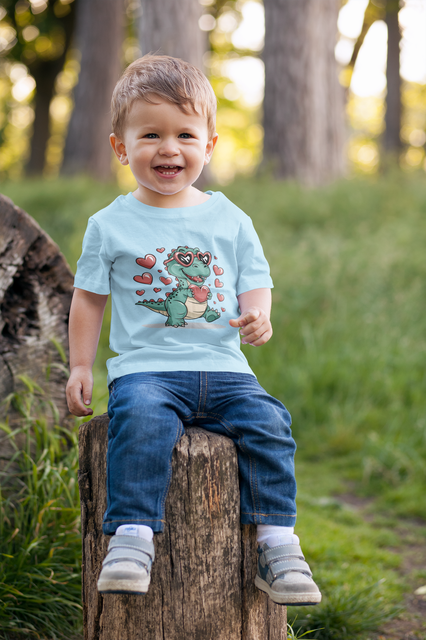 Valentines Love Dino Toddler T-shirt Valentines Day T-shirt toddler cute T-shirt