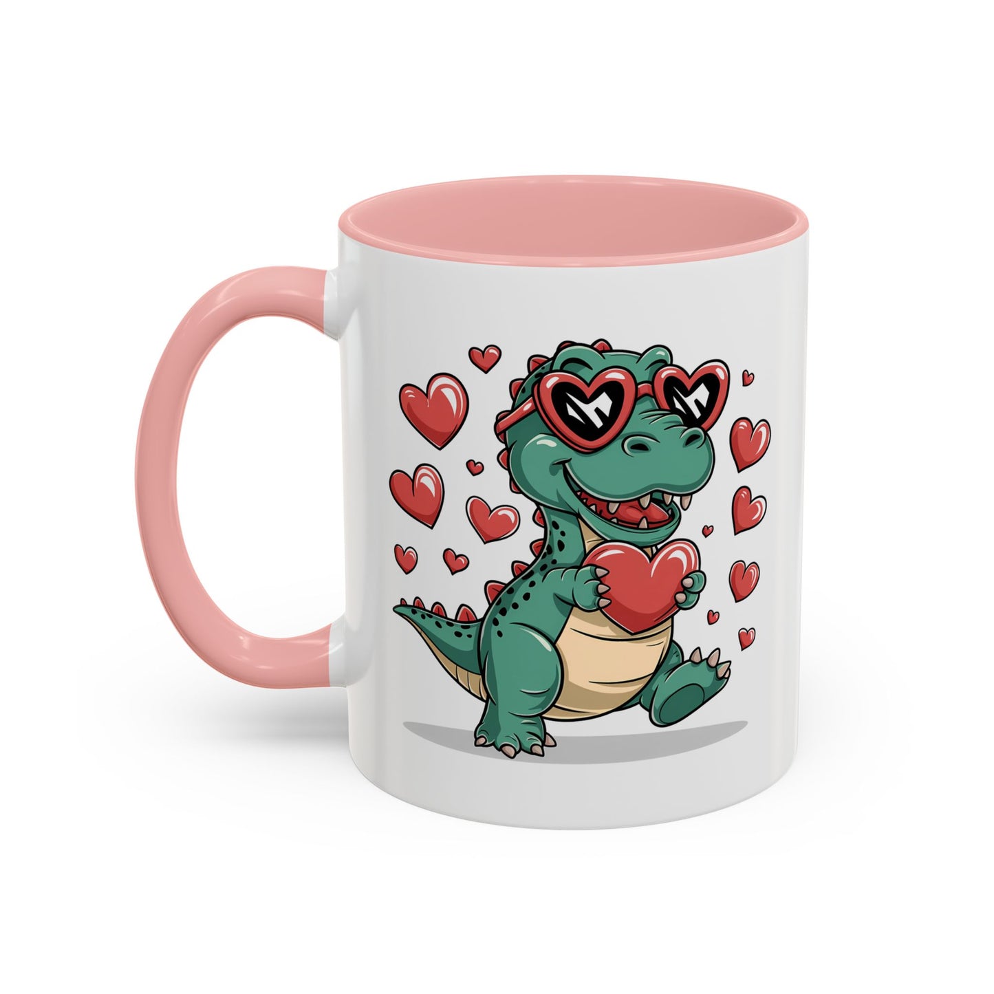 Cute Dino with Heart Shaped glasses cute gift for anyone Accent Mug 11oz & 15ox