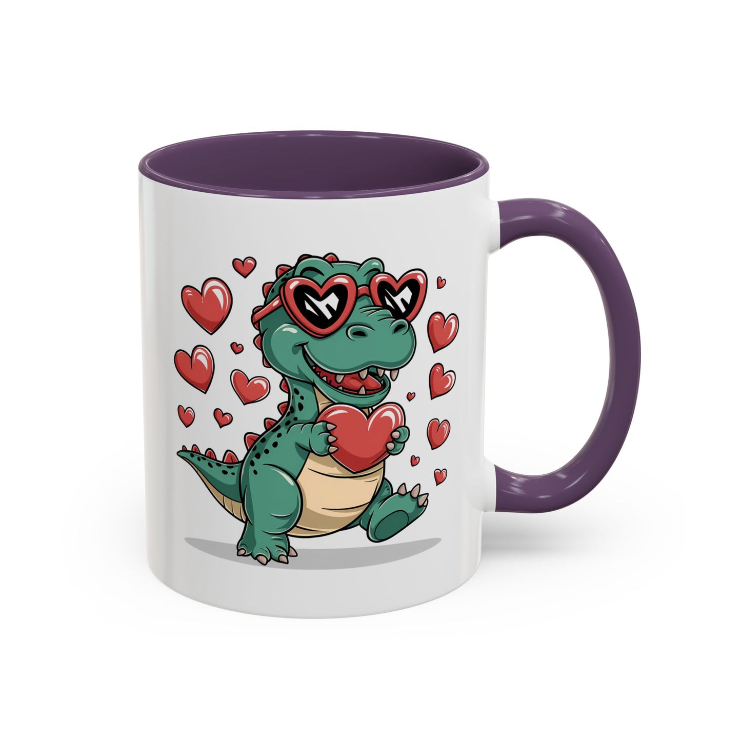 Cute Dino with Heart Shaped glasses cute gift for anyone Accent Mug 11oz & 15ox