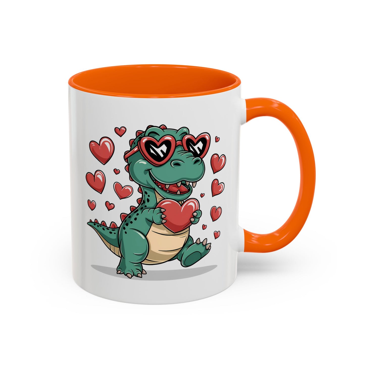 Cute Dino with Heart Shaped glasses cute gift for anyone Accent Mug 11oz & 15ox