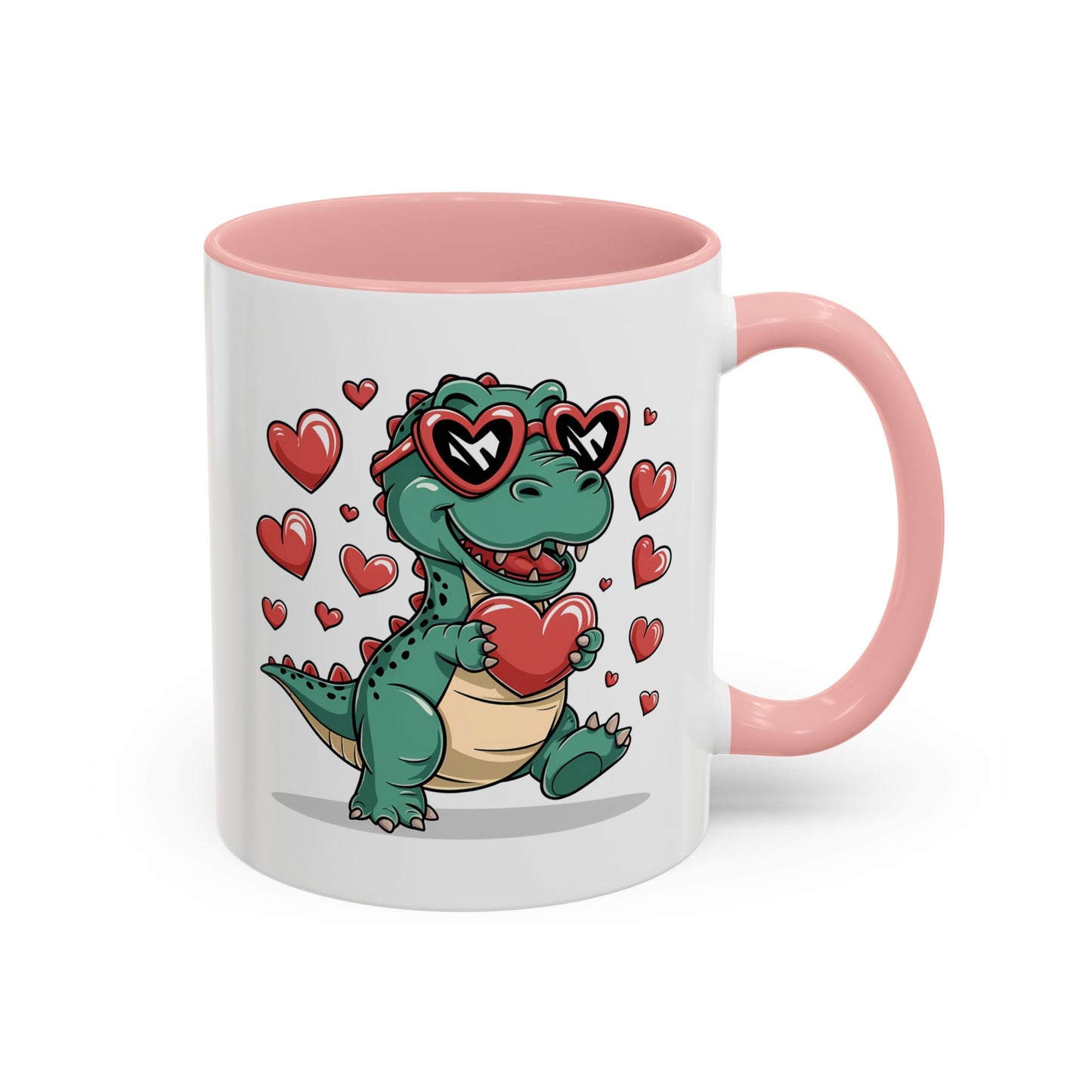 Cute Dino with Heart Shaped glasses cute gift for anyone Accent Mug 11oz & 15ox