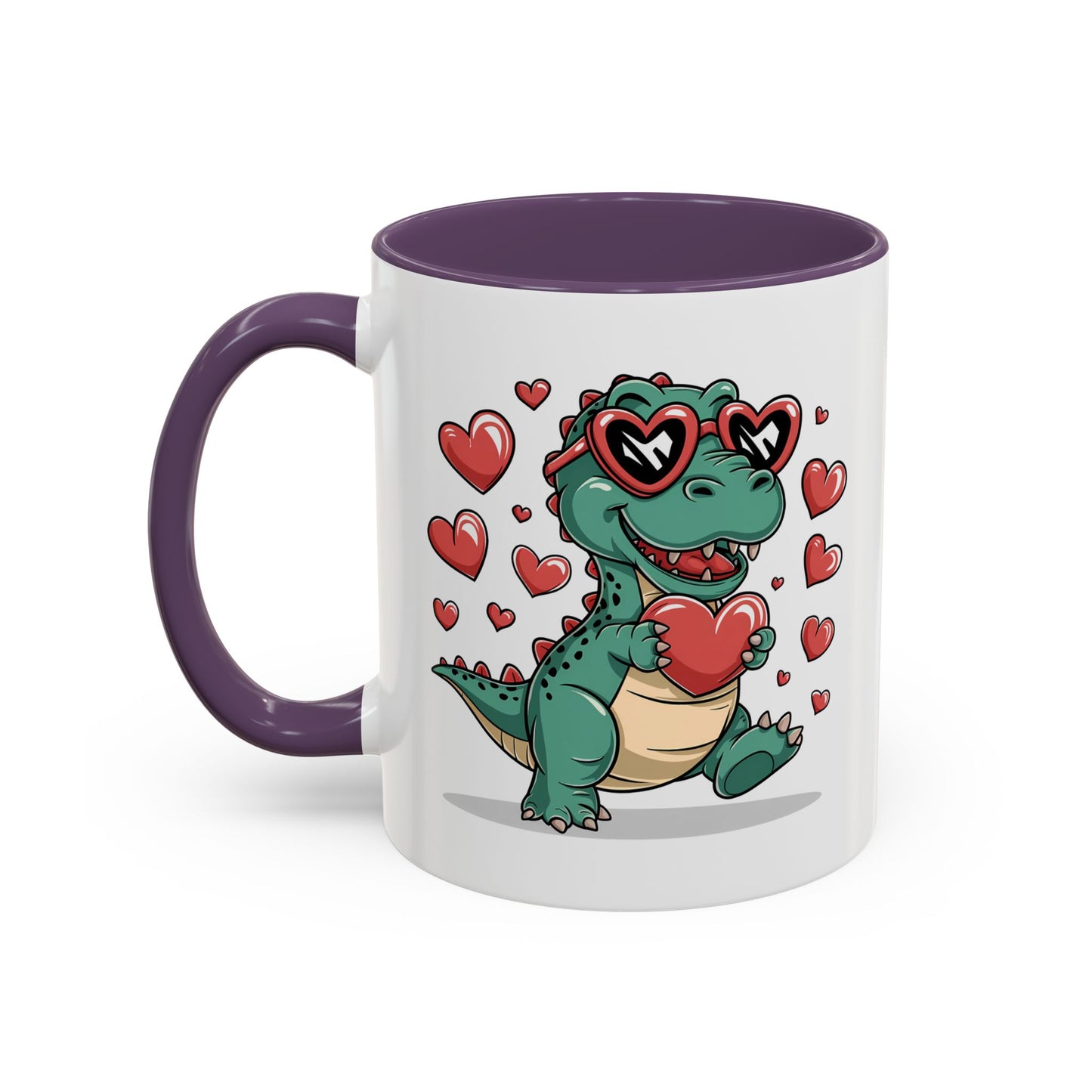 Cute Dino with Heart Shaped glasses cute gift for anyone Accent Mug 11oz & 15ox