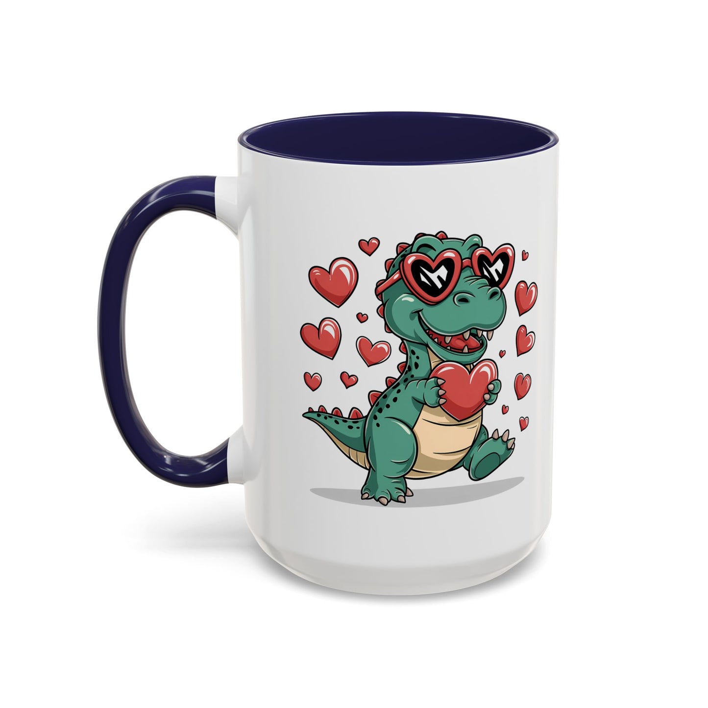 Cute Dino with Heart Shaped glasses cute gift for anyone Accent Mug 11oz & 15ox