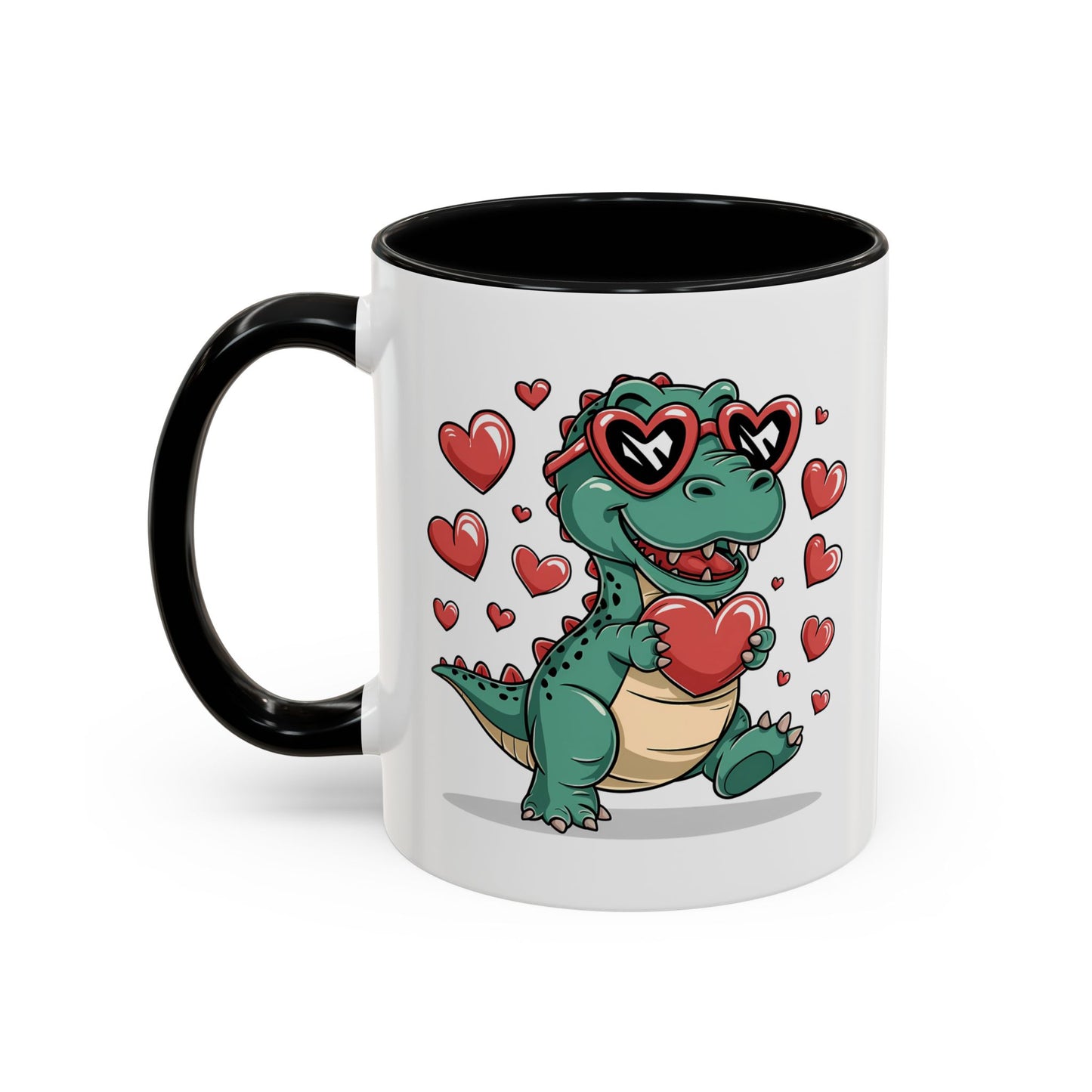 Cute Dino with Heart Shaped glasses cute gift for anyone Accent Mug 11oz & 15ox