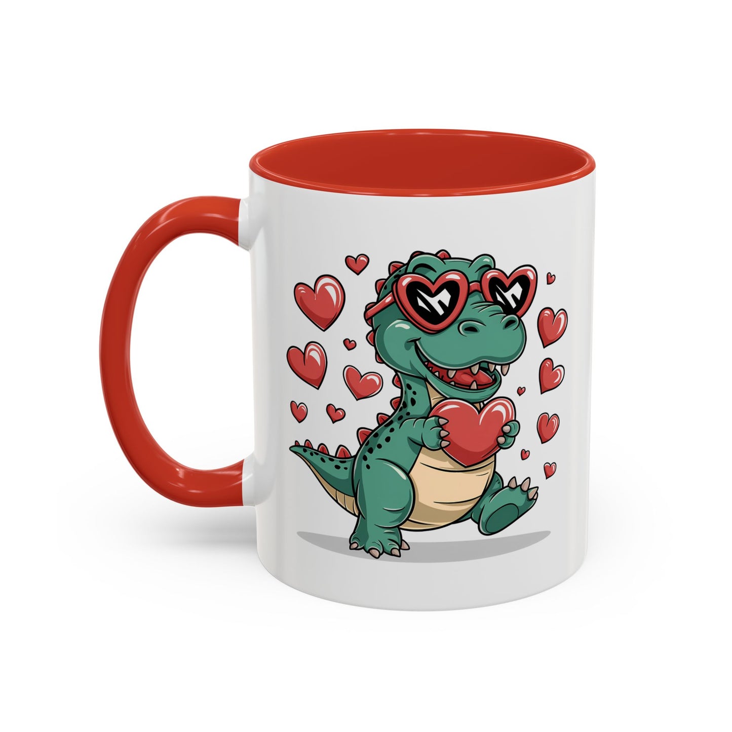 Cute Dino with Heart Shaped glasses cute gift for anyone Accent Mug 11oz & 15ox